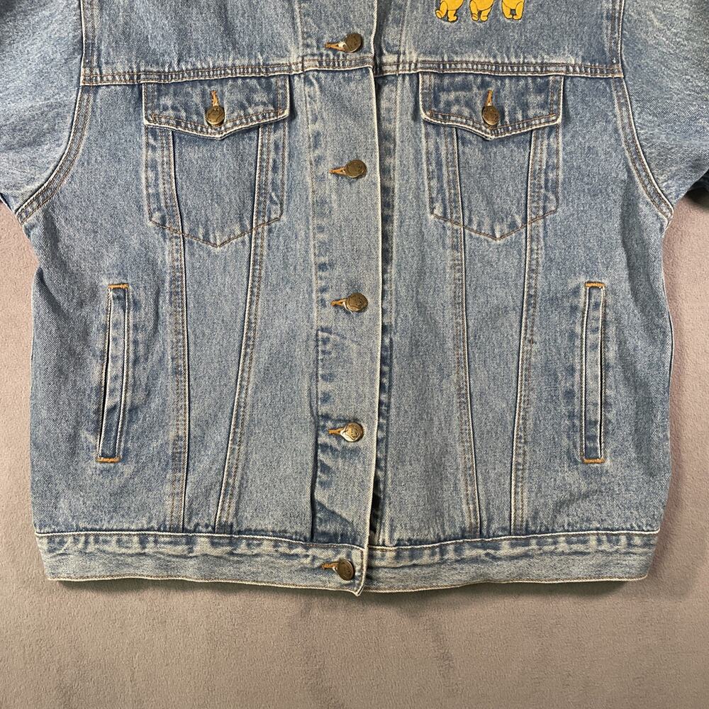 Vintage Winnie The Pooh Denim Jacket Men L Blue Jean Biker Trucker Retro Disney - Picture 2 of 12